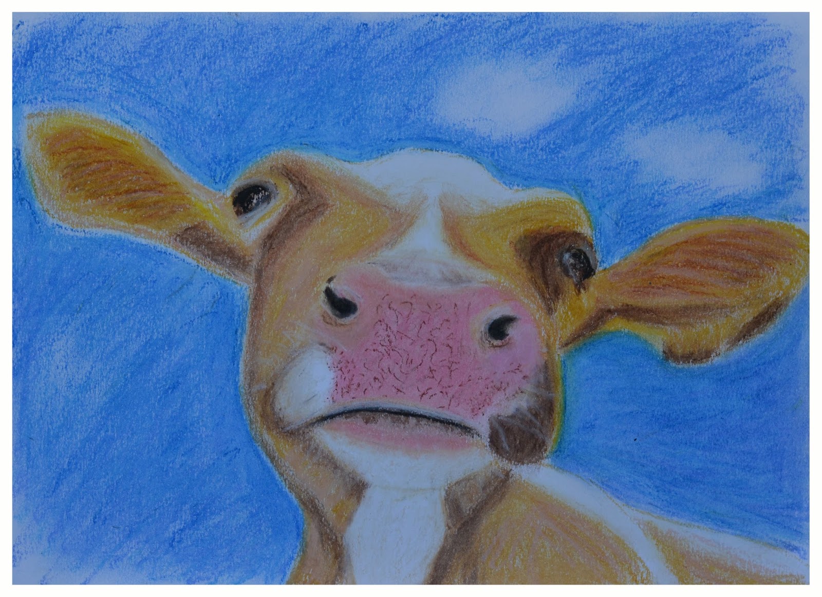 1600x1163 Annmariesart Oil Pastels With The Seasons Art Class - Pastel Cow Painting