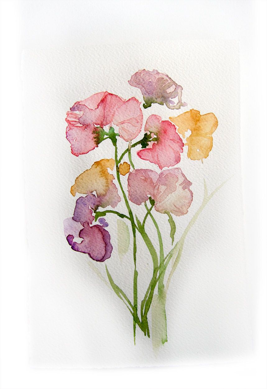 859x1250 Spring Flowers. Watercolor Original.flowers Painting. Art Original - Pastel Flower Painting
