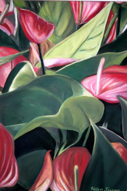 410x616 Hearts And Flowers, Painting By Helen Turner, Kauai Artist - Pastel Flower Painting