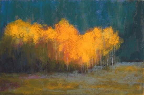 550x362 Barbara Churchley Fine Art Aspen Grove Original Pastel - Pastel Landscape Painting