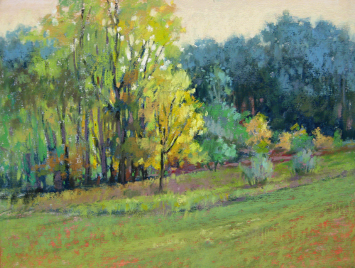 500x377 Fall Meadow Pastel Painting - Pastel Landscape Painting