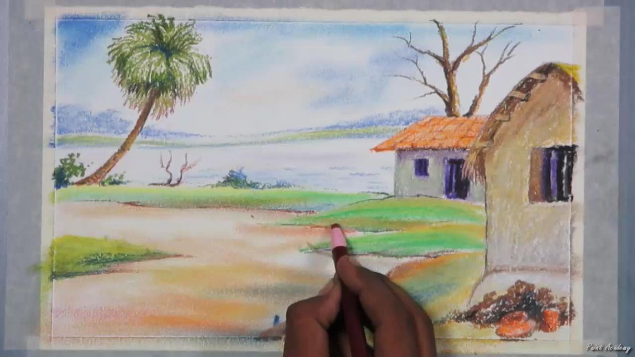 1280x720 Oil Pastel Painting How To Draw A Landscape - Pastel Painting Colors