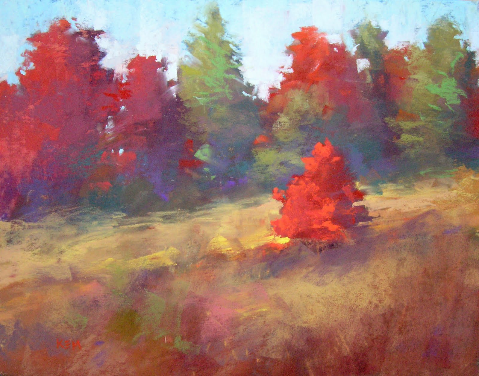 Картины и их цвета. Осенний лес пастелью. Насыщенность цвета в живописи. Колористический пейзаж. Пейзаж в контрастных тонах.