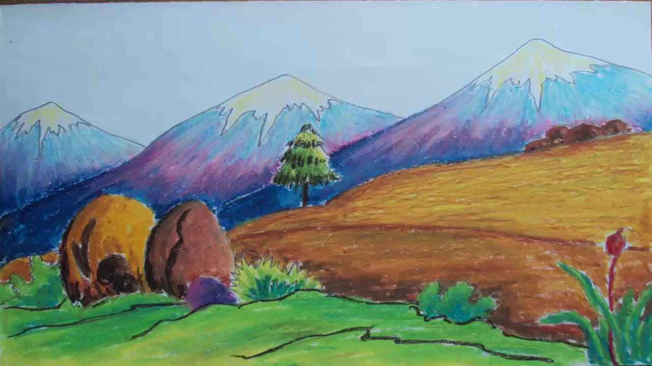 1280x720 How To Draw A Mountain Landscape With Pastel Colors - Pastel Painting Colors