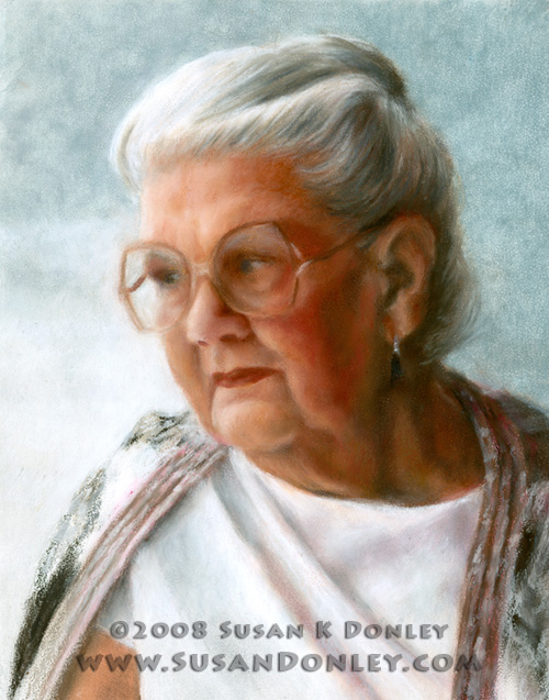 500x637 Memorial Portrait Of Doris Garlock (Posthumous), Oil Pastel - Pastel Portrait Painting