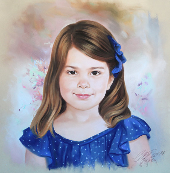 570x580 Soft Pastel Portrait Painting Of A Girl - Pastel Portrait Painting