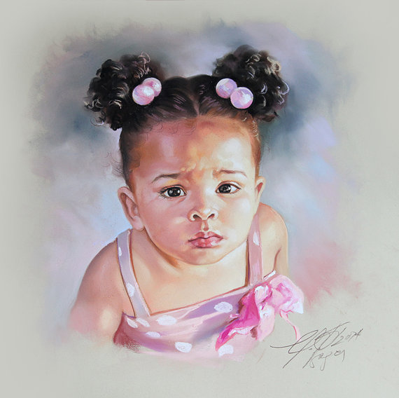570x568 Soft Pastel Portrait Painting Of A Little Girl In Pink - Pastel Portrait Painting