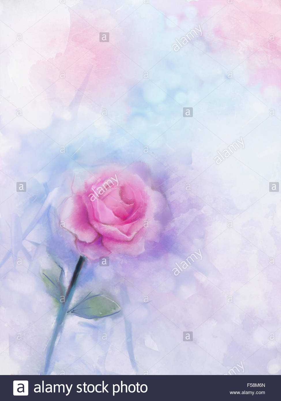 975x1390 Abstract Flowers Painting. Pink Rose Floral In Pastel Color - Pastel Watercolor Painting
