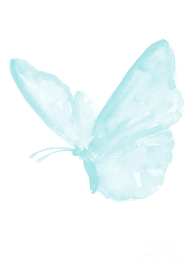 636x900 Butterfly, Baby Blue Butterfly Watercolor Painting, Pastel Kids - Pastel Watercolor Painting