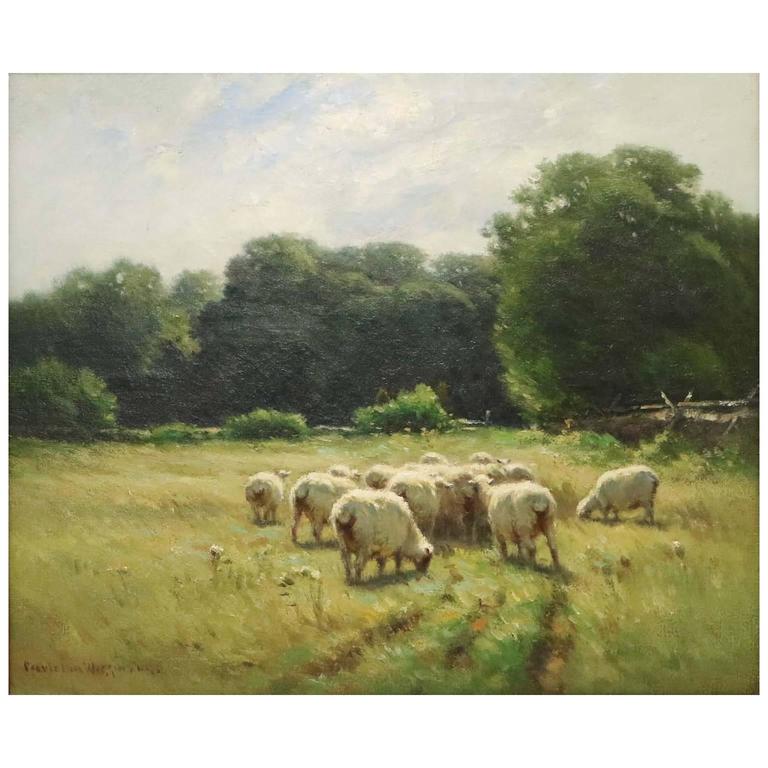 768x768 Original Oil On Canvas Pastoral Landscape Painting, Signed Howard - Pastoral Landscape Painting