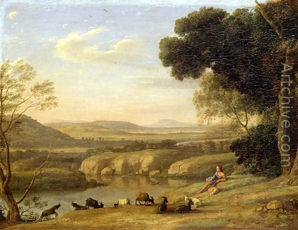 600x464 Pastoral Landscape Reproduction By Claude Lorrain (Gellee - Pastoral Landscape Painting
