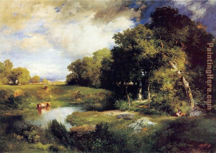 700x497 Thomas Moran A Pastoral Landscape Painting Anysize 50% Off - Pastoral Landscape Painting