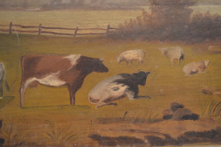 720x479 Beautiful Antique Oil Painting On Canvas Of A Pastoral Scene - Pastoral Painting