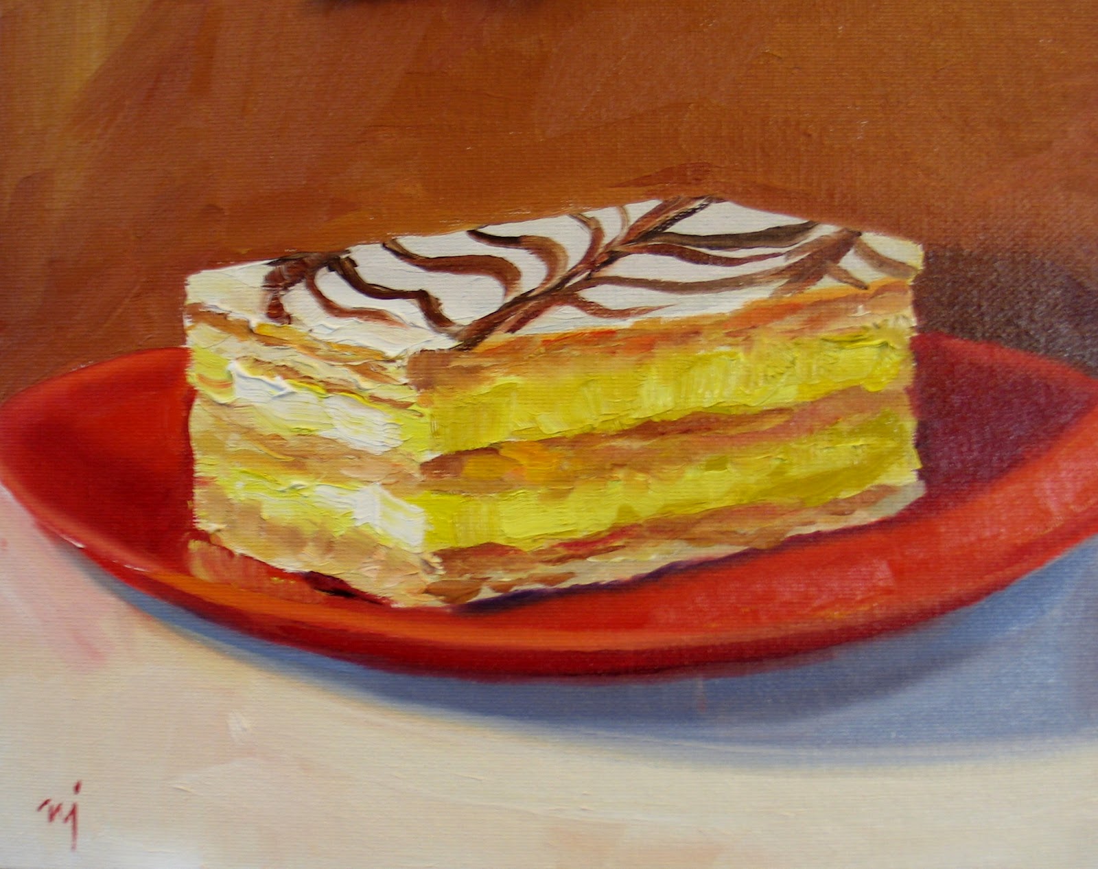 1600x1266 Nel's Everyday Painting Pastry On Red Plate - Pastry Painting
