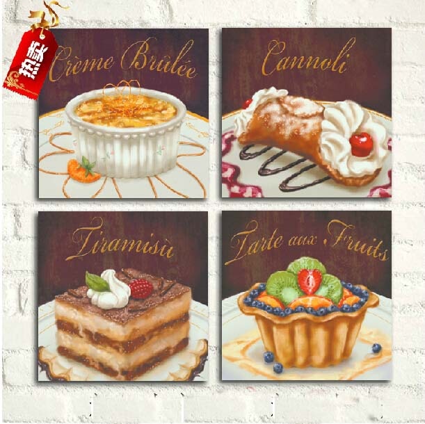611x610 Retro Style Dessert Cake Shop Wall Painting Nostalgia Creative - Pastry Painting