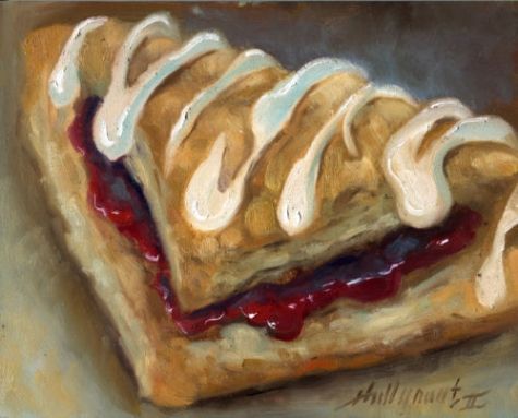475x383 Cherry Turnover Pastry Dessert, Bakery 8 X10 Orignal Oil On Panel - Pastry Painting