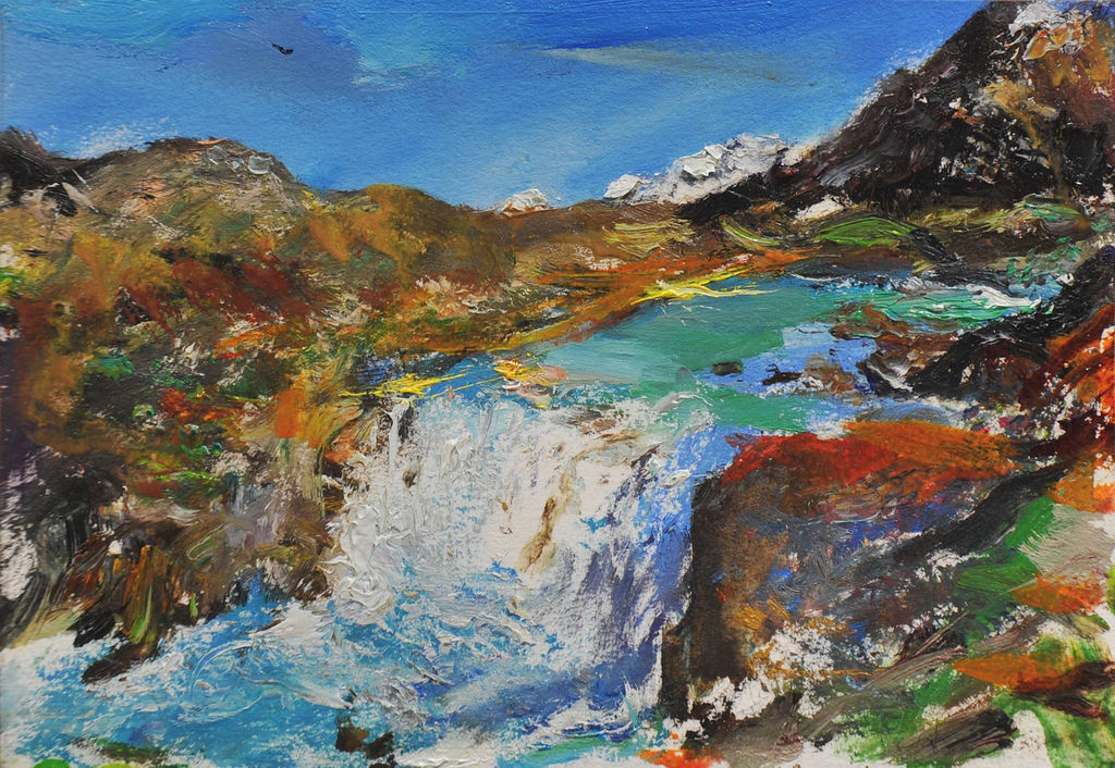 1024x706 Patagonia Painting By Wen Chien Hou (Salto Grande, Torres - Patagonia Painting