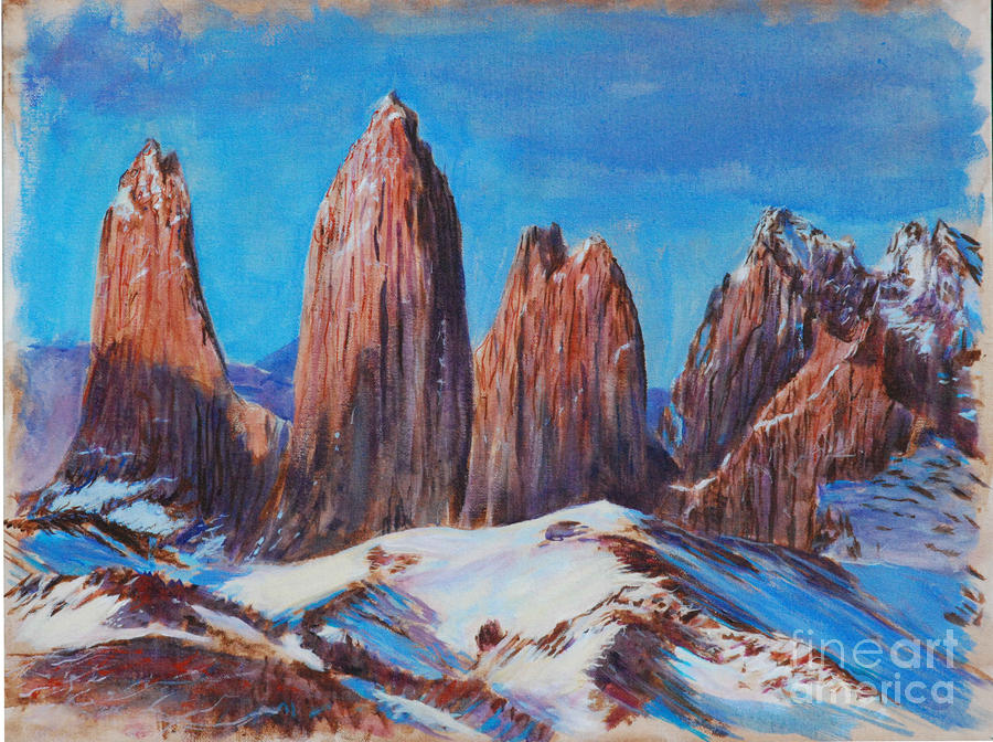 900x672 Patagonia Peaks Painting By Leroy Jesfield - Patagonia Painting
