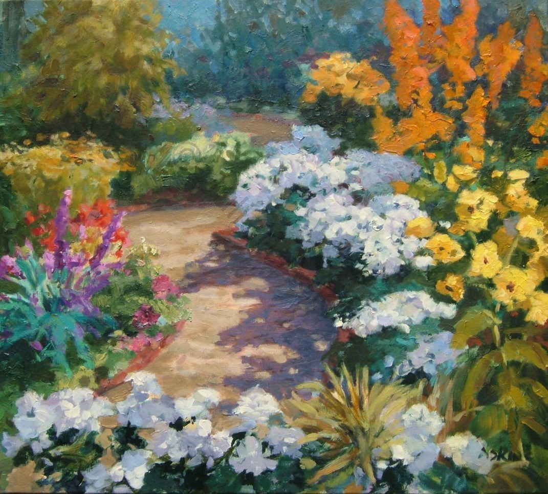 1071x966 Paintings Garden Path - Path Painting