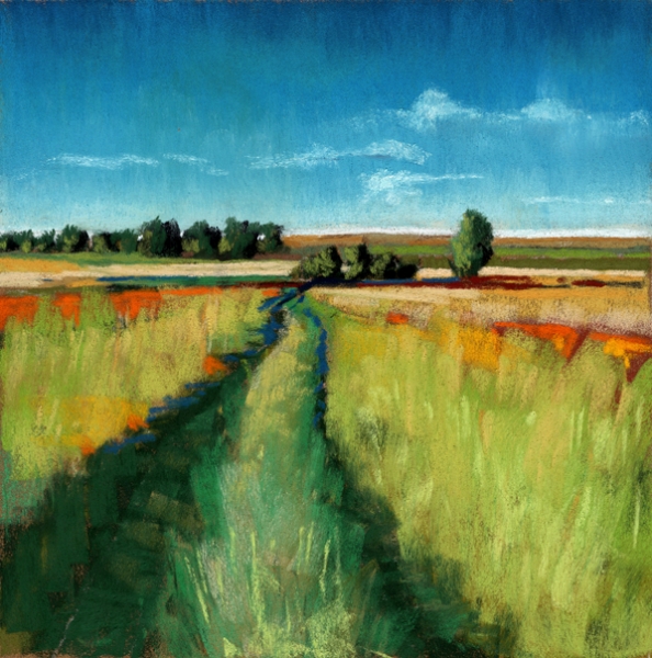 594x600 Abandoned Path Landscape Painting Ria Hills - Path Painting