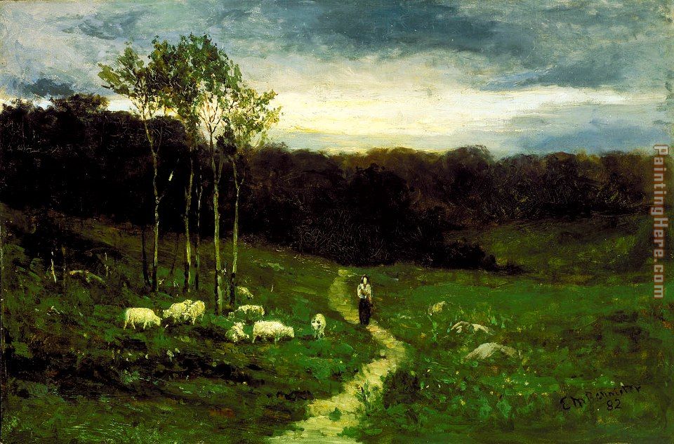 960x632 Edward Mitchell Bannister Woman Walking Down Path Painting Anysize - Path Painting