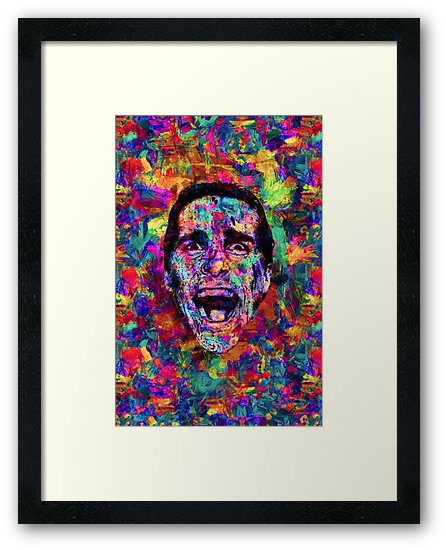 446x550 Colorful American Psycho Patrick Bateman Acrylic Painting Framed - Patrick Bateman Painting