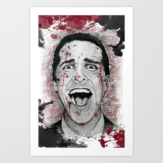 550x550 Patrick Bateman Scribble Portrait Art Print By Gabrielsaint Society6 - Patrick Bateman Painting
