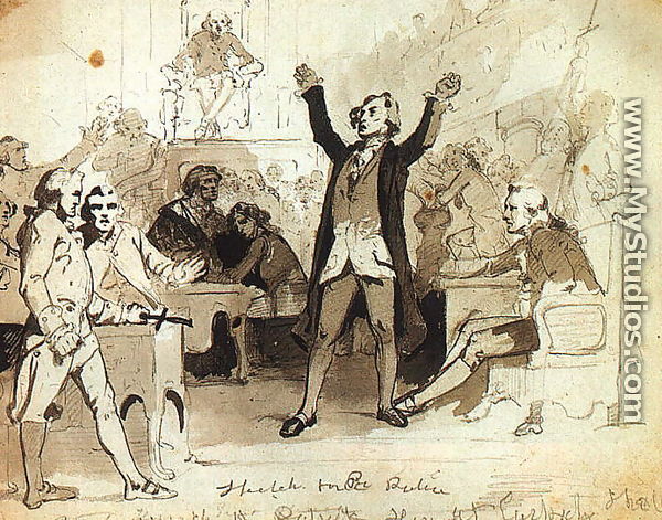 600x471 Study For `patrick Henry In The House Of Burgesses Of Virginia - Patrick Henry Speech Painting