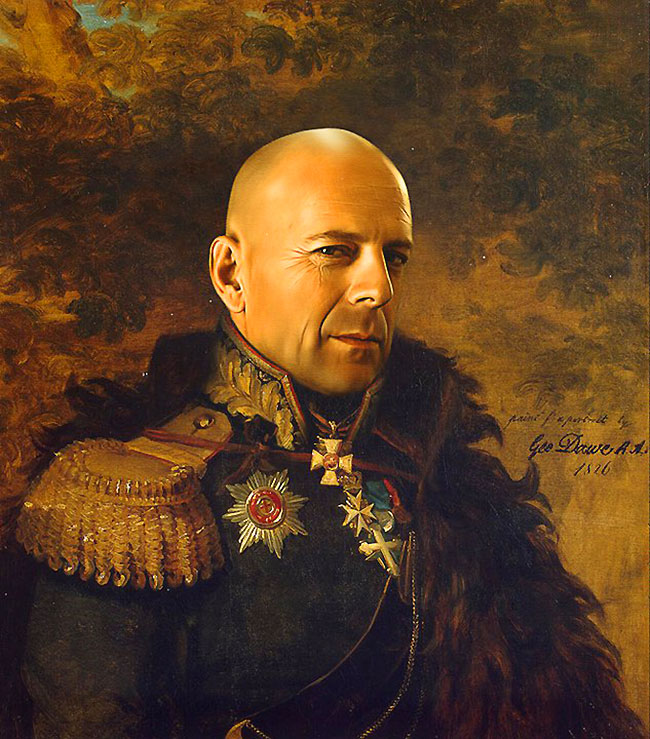 650x739 Matt Damon And Other Celebrities As Russian Generals - Patrick Swayze Painting