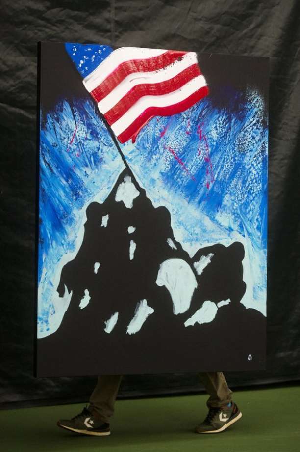 612x920 Internet Sensation Everson Wows Tennis Crowd With Patriotic - Patriotic Painting