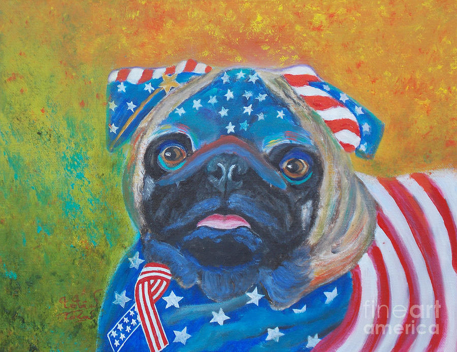 900x693 Pug - Patriotic Painting