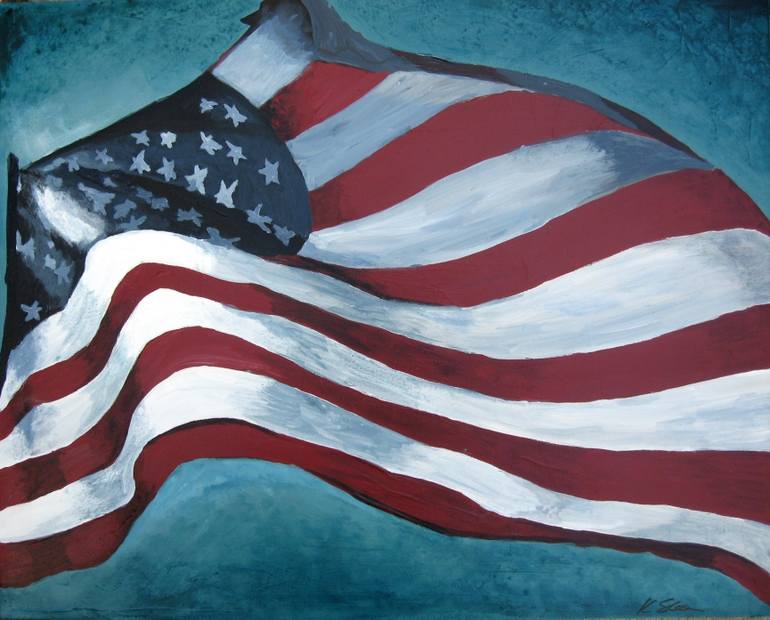 770x620 Saatchi Art Original Painting Us American Flag Old Glory Red - Patriotic Painting