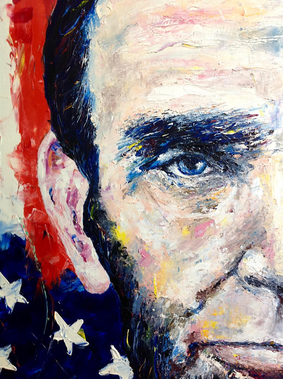 570x763 Abraham Lincoln Painting Independence Day American Patriotic - Patriotic Painting
