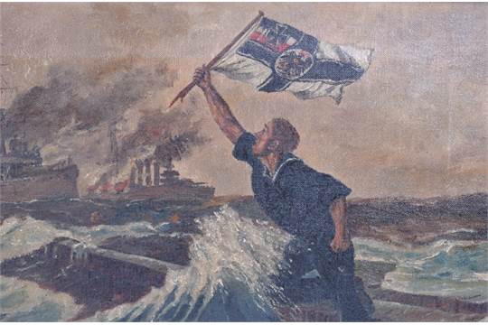 540x360 Imperial German Patriotic Oil Painting Last After Hans - Patriotic Painting