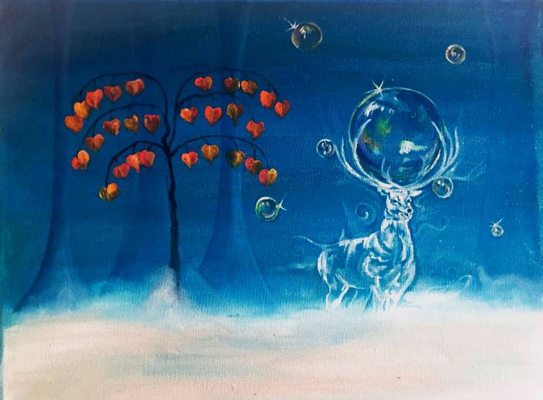 770x568 Saatchi Art Patronus. Deer. Harry Potter. Painting By Marina Mos - Patronus Painting