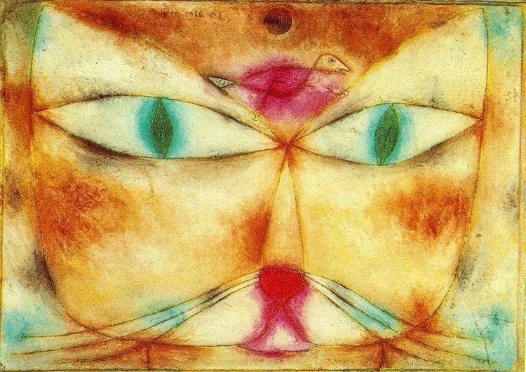 750x531 Cat And Bird, 1928 - Paul Klee Painting