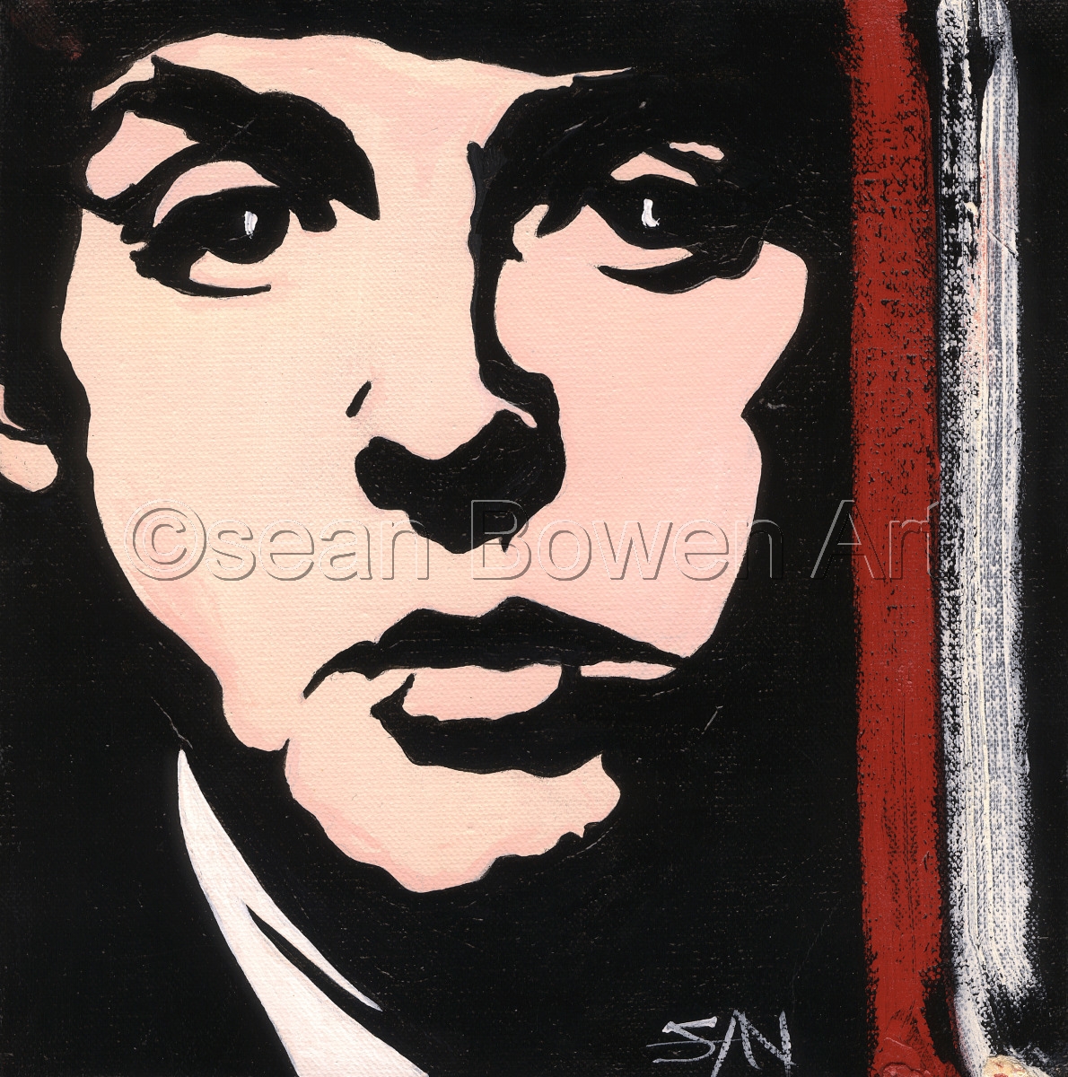 1190x1200 Figurative Acrylic Paintings Macca Paul Mccartney By Sean Bowen Art - Paul Mccartney Painting
