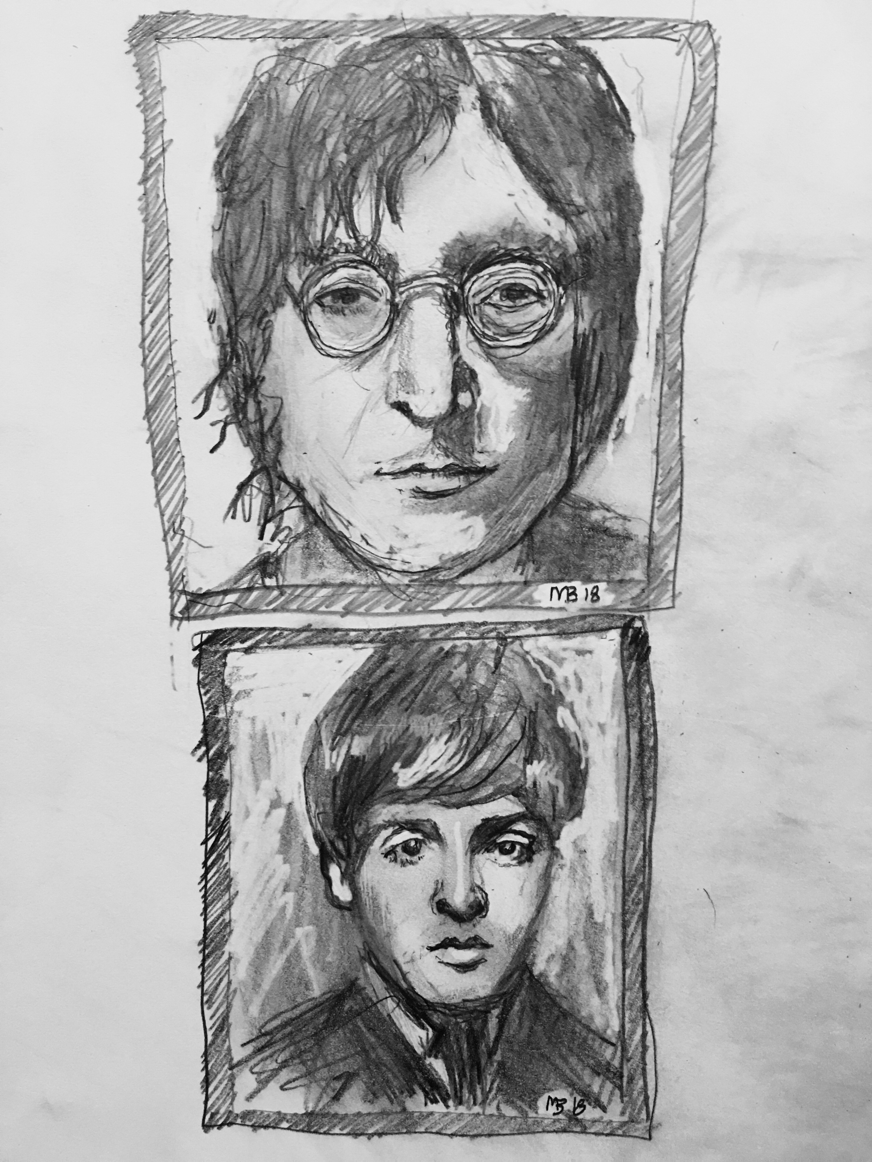 3024x4032 John Lennon And Paul Mccartney Sketch Mike Blaylock - Paul Mccartney Painting Of John Lennon