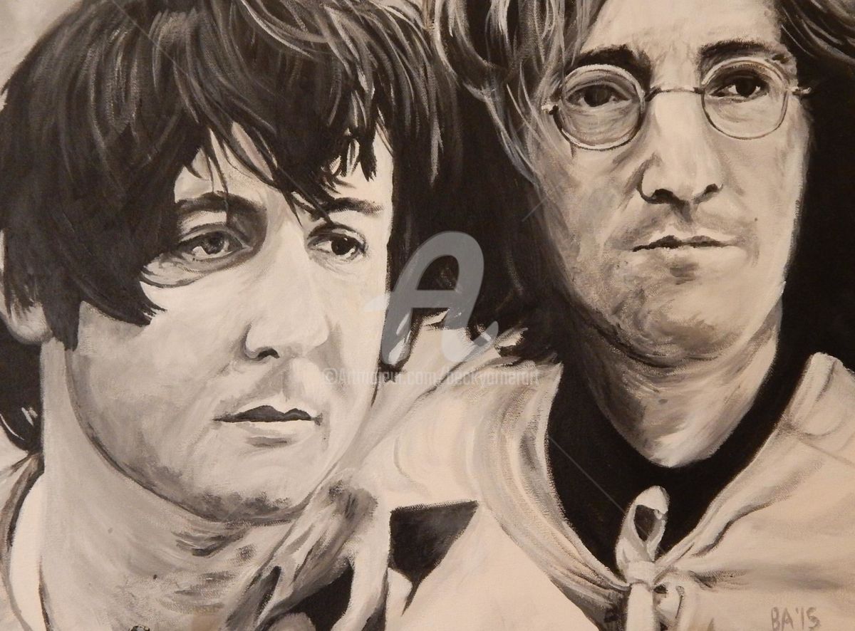 1200x886 Paul And John (Becky Arner) - Paul Mccartney Painting Of John Lennon