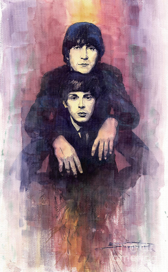 557x900 The Beatles John Lennon And Paul Mccartney Painting By Yuriy Shevchuk - Paul Mccartney Painting Of John Lennon