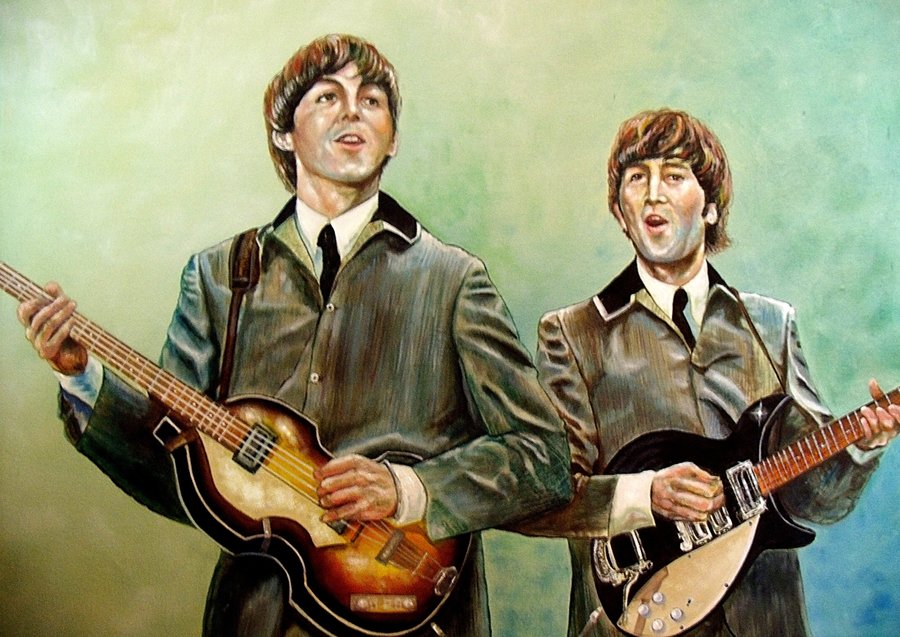 900x637 Beatles Paul Mccartney And John Lennon By Beatles74i0c - Paul Mccartney Painting Of John Lennon