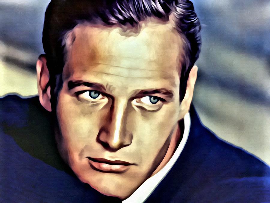 900x675 Blue Eyes Paul Newman Painting By Florian Rodarte - Paul Newman Painting