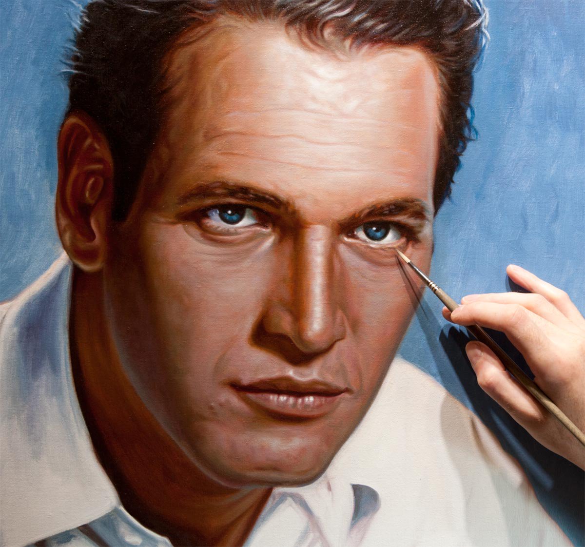 1200x1122 Vincent Keeling Art On Twitter Me Painting Paul Newman - Paul Newman Painting