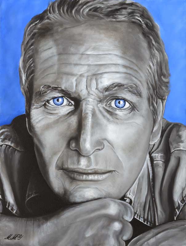 604x800 Newman Portrait Oil Painting By Fine Artist Monica Marquez Gatica - Paul Newman Painting