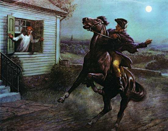 550x428 Paul Revere Biography Amp Facts - Paul Revere Midnight Ride Painting