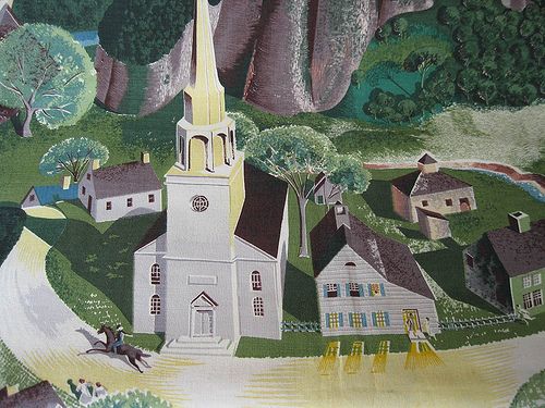 500x375 Grant Wood - Paul Revere Midnight Ride Painting