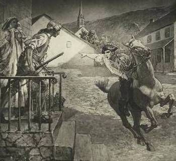 350x321 Paul Revere's Ride, April 18, 1775, Mural Painting By Robert Reid - Paul Revere Painting