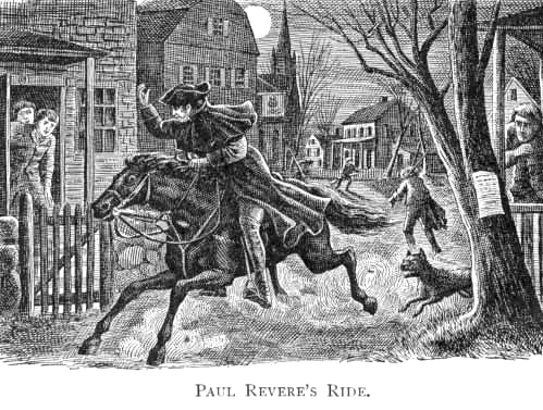 499x377 Va Viper T'Was Eighteenth Of April In Seventy Five - Paul Revere Ride Painting