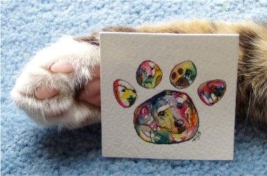 386x255 Custom Pet Portrait Painting Dog Cat Paw Print Art Christmas - Paw Painting