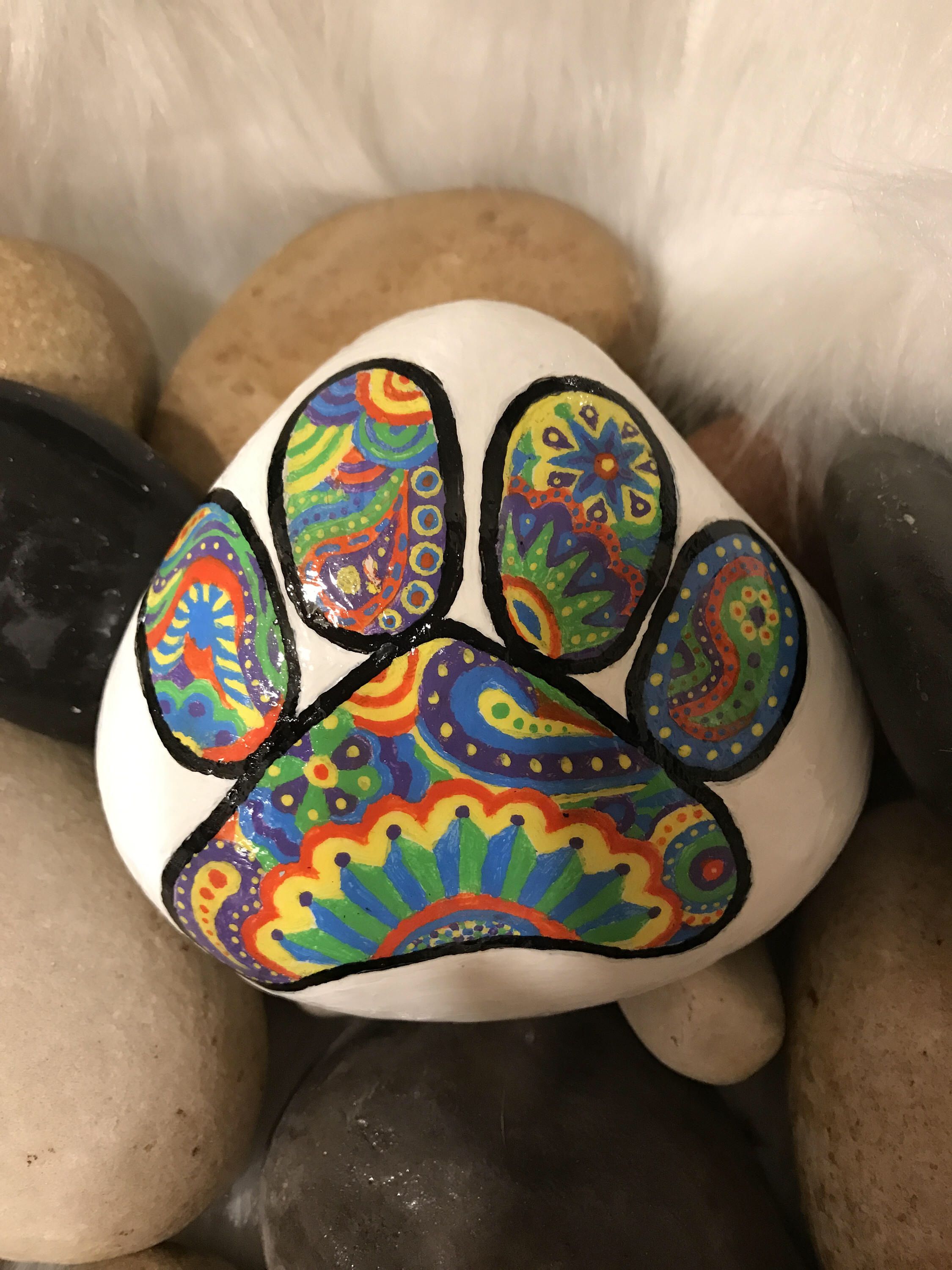 2250x3000 Paw Print Painted Rock By Pinkaboutitgifts On Etsy Httpswww - Paw Painting